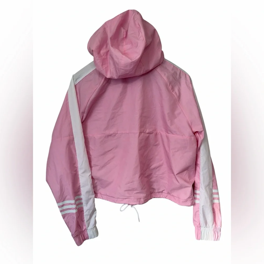 Adidas Girl’s Pink and White Hooded Jacket - Picture 4 of 7